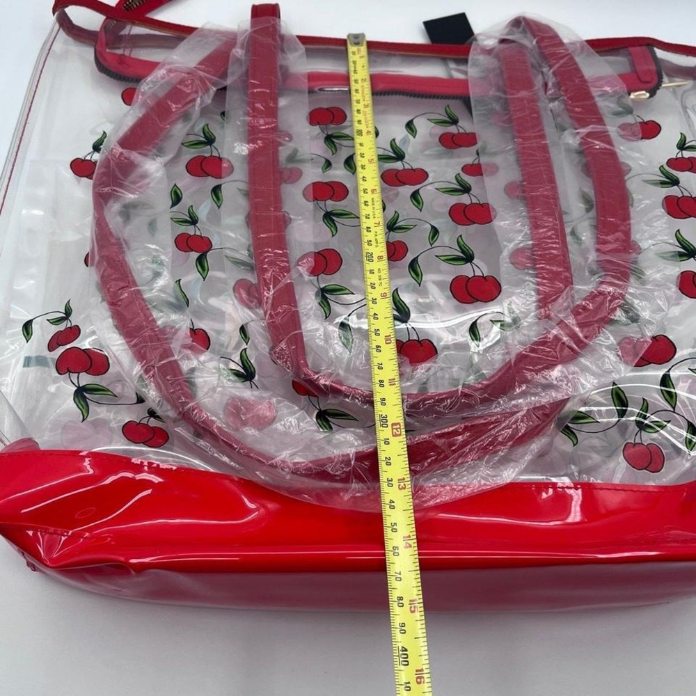 Ed Hardy Clear PVC Tote Bag Red‎ Cherry Print Beach Pool Travel Bag NWT - Picture 5 of 6